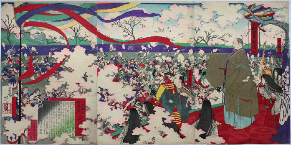 #浮世绘#年信『太平実記　雪月花之内　嵐山之花』 大判錦絵三枚続 明治十二年（1879年）